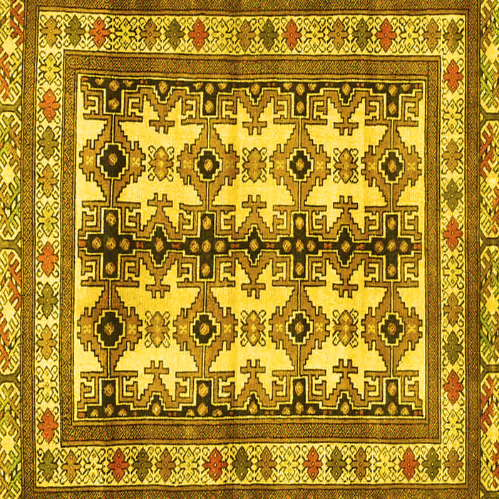 Square Machine Washable Persian Yellow Traditional Rug, wshtr4205yw