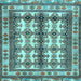 Square Machine Washable Persian Light Blue Traditional Rug, wshtr4205lblu