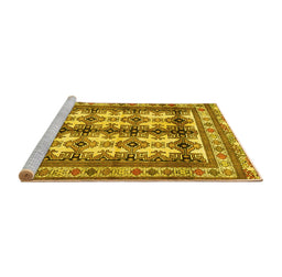 Sideview of Machine Washable Persian Yellow Traditional Rug, wshtr4205yw