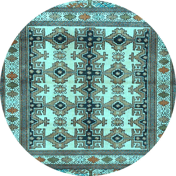 Round Persian Light Blue Traditional Rug, tr4205lblu