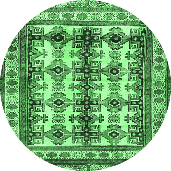 Round Persian Emerald Green Traditional Rug, tr4205emgrn