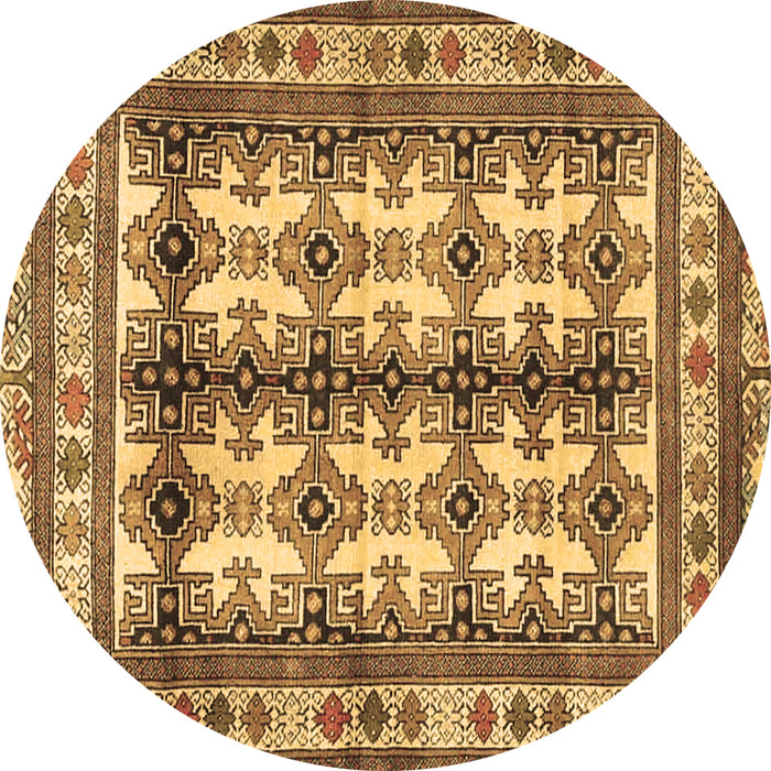 Round Machine Washable Persian Brown Traditional Rug, wshtr4205brn