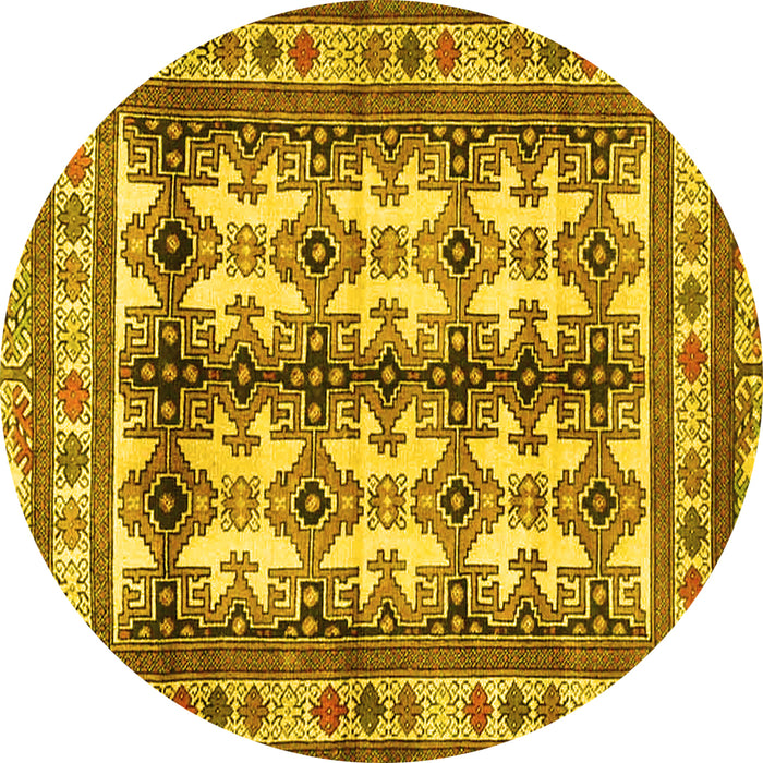 Round Persian Yellow Traditional Rug, tr4205yw
