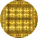 Round Persian Yellow Traditional Rug, tr4205yw