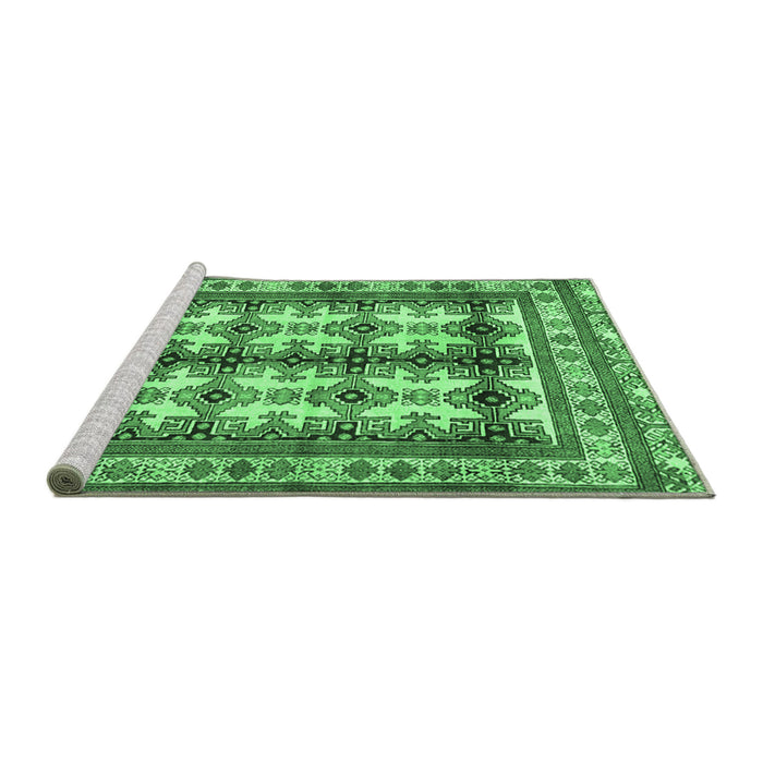 Sideview of Machine Washable Persian Emerald Green Traditional Area Rugs, wshtr4205emgrn