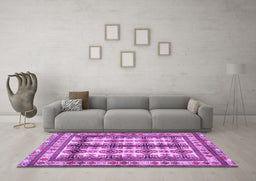 Machine Washable Persian Purple Traditional Area Rugs in a Living Room, wshtr4205pur