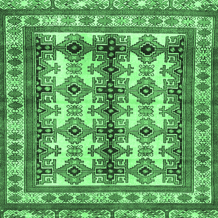 Square Machine Washable Persian Emerald Green Traditional Area Rugs, wshtr4205emgrn