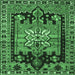 Square Machine Washable Persian Emerald Green Traditional Area Rugs, wshtr4206emgrn