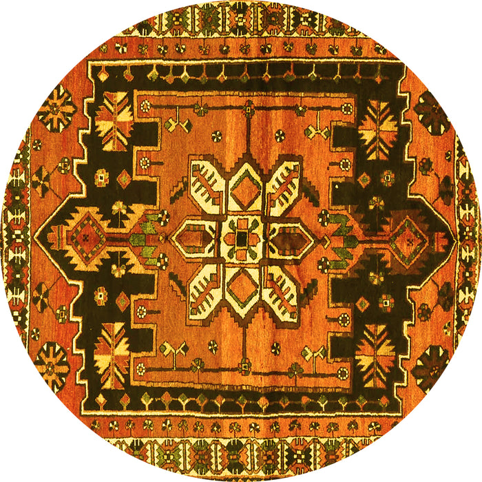 Round Persian Yellow Traditional Rug, tr4206yw