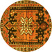 Round Persian Yellow Traditional Rug, tr4206yw