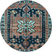 Round Persian Light Blue Traditional Rug, tr4206lblu