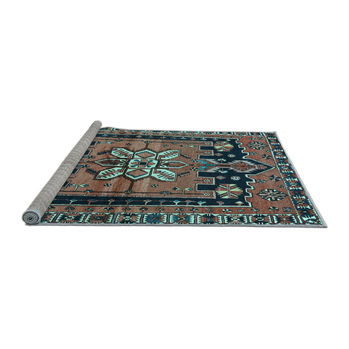 Sideview of Machine Washable Persian Light Blue Traditional Rug, wshtr4206lblu