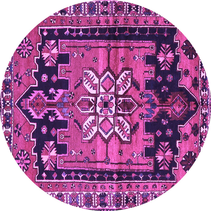 Round Machine Washable Persian Purple Traditional Area Rugs, wshtr4206pur