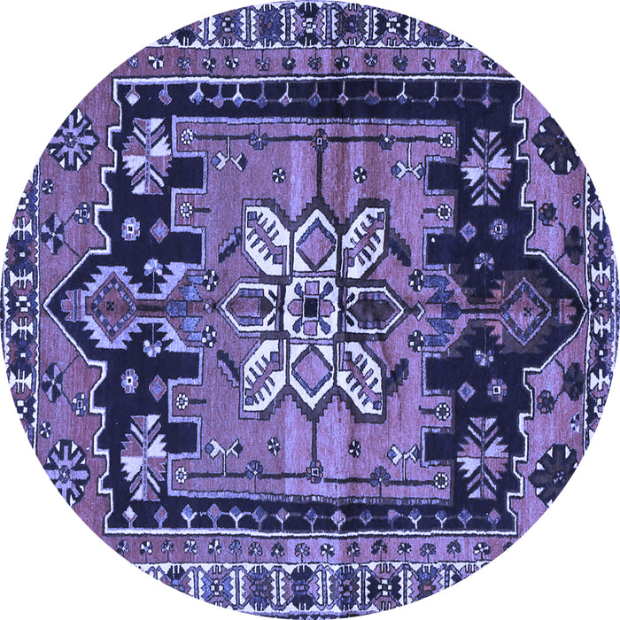 Round Machine Washable Persian Blue Traditional Rug, wshtr4206blu