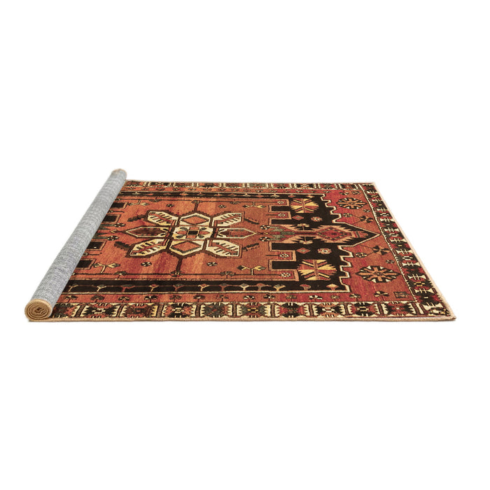 Sideview of Machine Washable Persian Brown Traditional Rug, wshtr4206brn