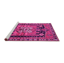 Sideview of Machine Washable Persian Pink Traditional Rug, wshtr4206pnk