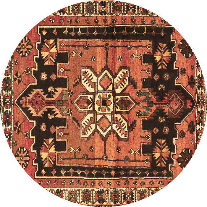 Round Machine Washable Persian Brown Traditional Rug, wshtr4206brn