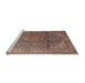 Sideview of Machine Washable Traditional Light Copper Gold Rug, wshtr4207