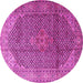 Round Medallion Pink Traditional Rug, tr4207pnk