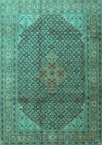 Medallion Turquoise Traditional Rug, tr4207turq