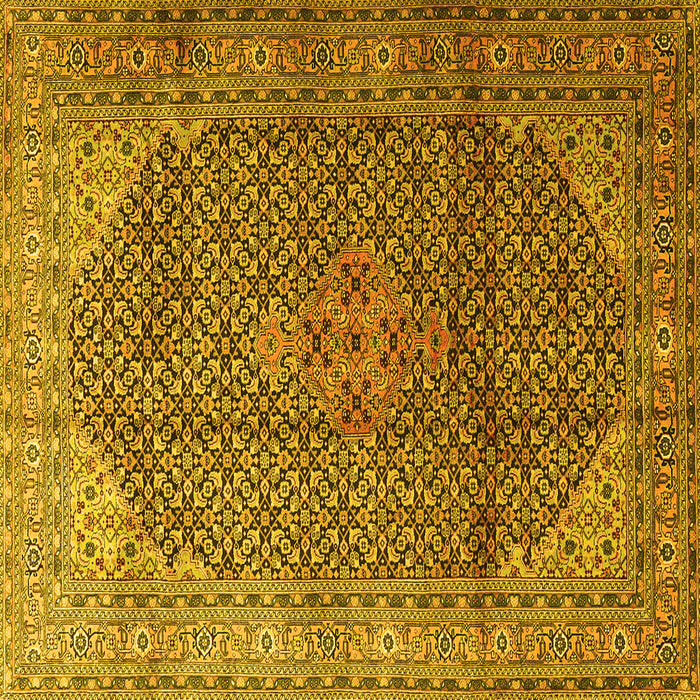 Square Medallion Yellow Traditional Rug, tr4207yw