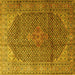 Square Medallion Yellow Traditional Rug, tr4207yw