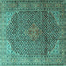 Square Medallion Turquoise Traditional Rug, tr4207turq