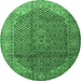 Round Medallion Emerald Green Traditional Rug, tr4207emgrn