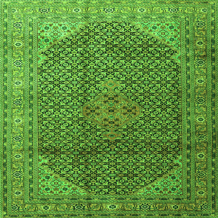 Round Machine Washable Medallion Green Traditional Area Rugs, wshtr4207grn