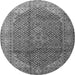 Machine Washable Medallion Gray Traditional Rug, wshtr4207gry