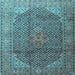 Square Medallion Light Blue Traditional Rug, tr4207lblu