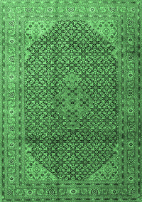 Medallion Emerald Green Traditional Rug, tr4207emgrn