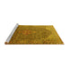 Sideview of Machine Washable Medallion Yellow Traditional Rug, wshtr4207yw