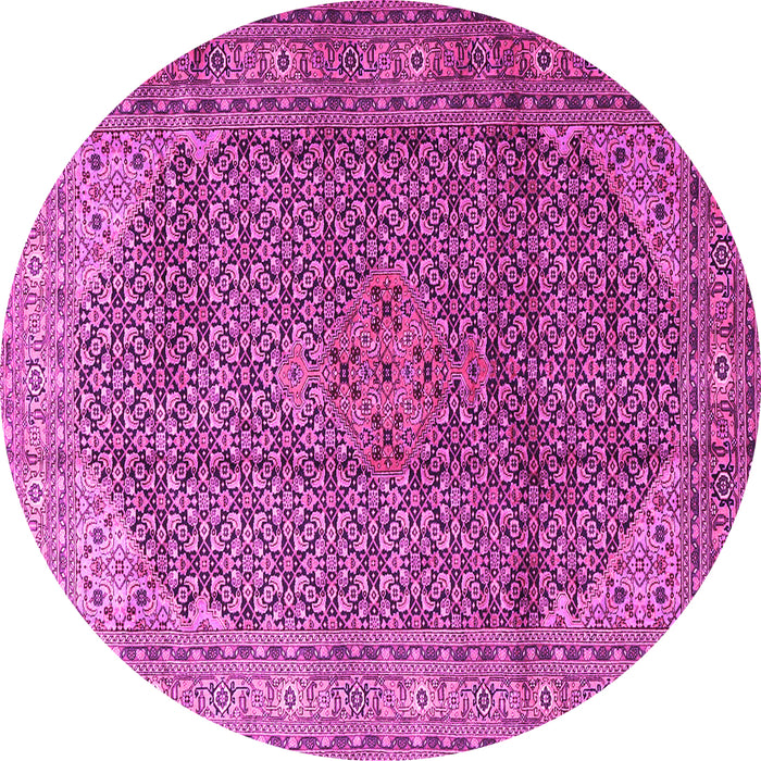 Round Machine Washable Medallion Pink Traditional Rug, wshtr4207pnk