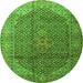 Square Medallion Green Traditional Rug, tr4207grn