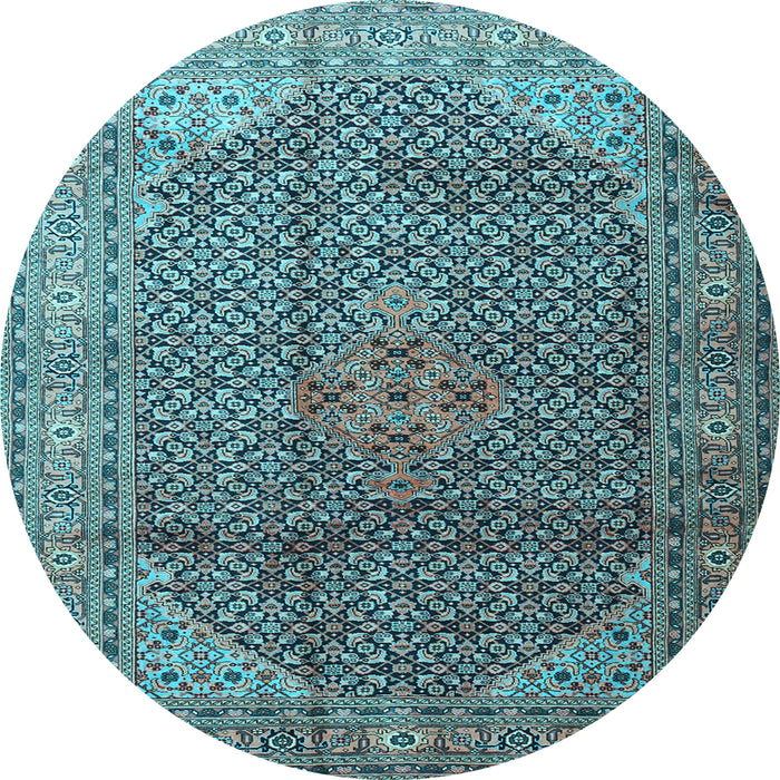 Round Medallion Light Blue Traditional Rug, tr4207lblu