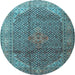 Round Medallion Light Blue Traditional Rug, tr4207lblu