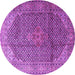 Round Medallion Purple Traditional Rug, tr4207pur