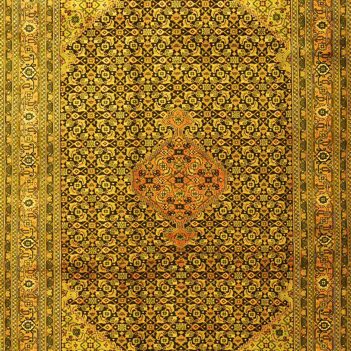Machine Washable Medallion Yellow Traditional Rug, wshtr4207yw