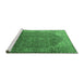 Sideview of Machine Washable Medallion Emerald Green Traditional Area Rugs, wshtr4207emgrn