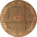 Round Medallion Brown Traditional Rug, tr4207brn