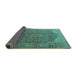 Sideview of Medallion Turquoise Traditional Rug, tr4207turq