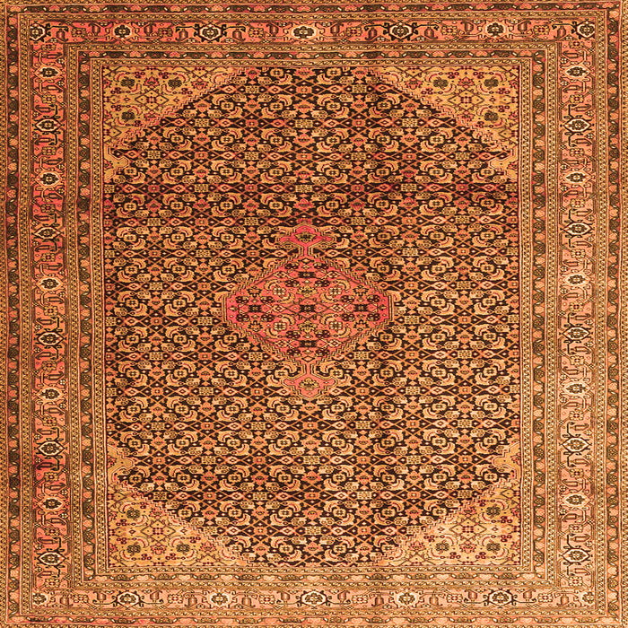 Round Machine Washable Medallion Orange Traditional Area Rugs, wshtr4207org