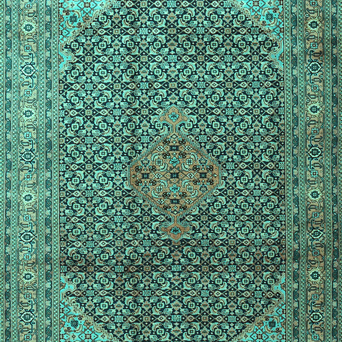 Machine Washable Medallion Turquoise Traditional Area Rugs, wshtr4207turq