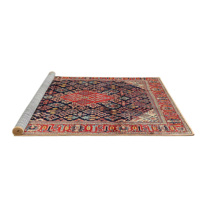 Sideview of Machine Washable Traditional Saffron Red Rug, wshtr4208