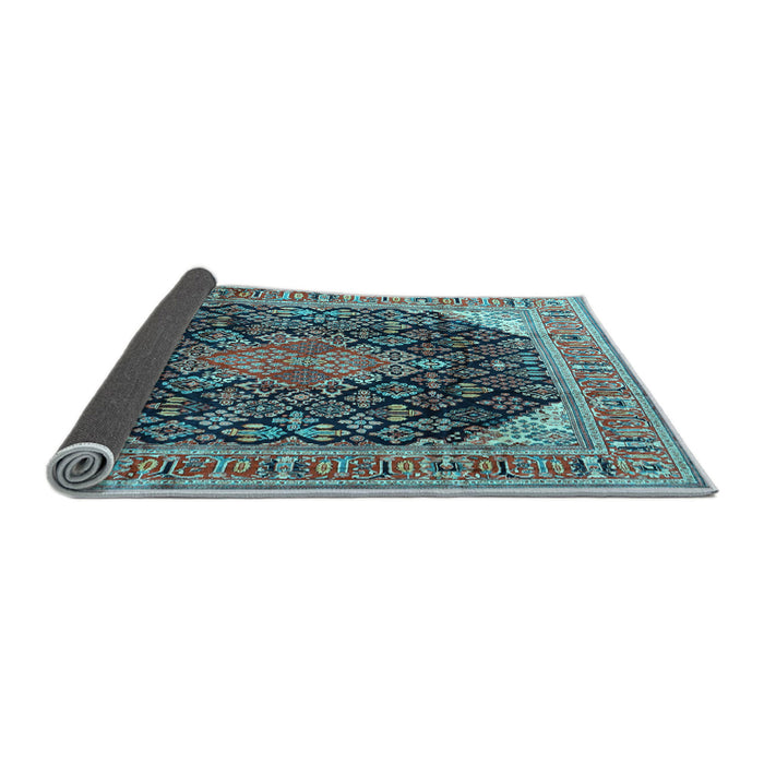 Sideview of Medallion Light Blue Traditional Rug, tr4208lblu