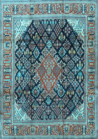 Medallion Light Blue Traditional Rug, tr4208lblu