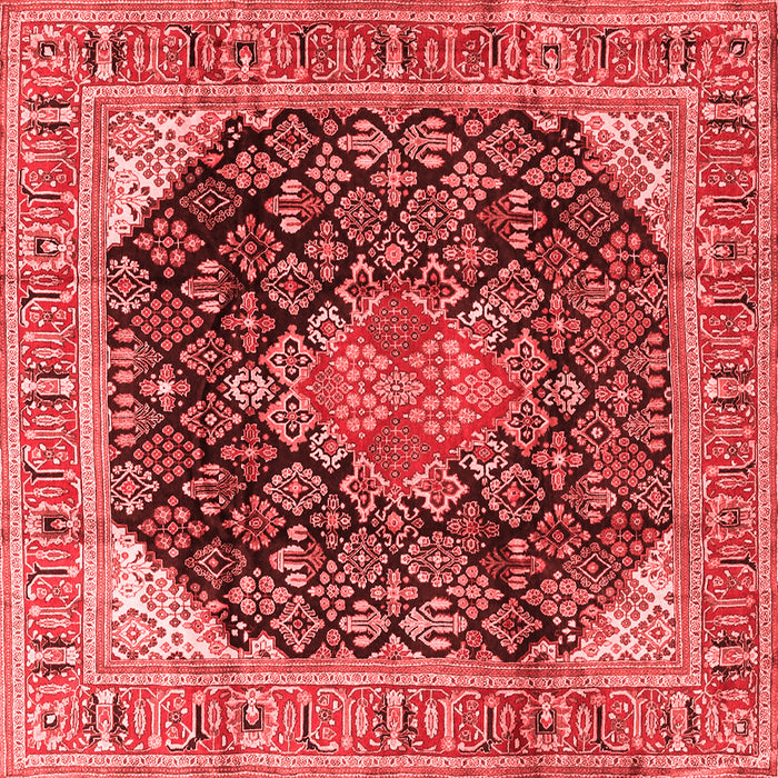 Machine Washable Medallion Red Traditional Rug, wshtr4208red