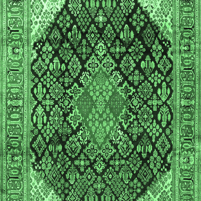 Machine Washable Medallion Emerald Green Traditional Area Rugs, wshtr4208emgrn