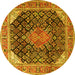 Round Medallion Yellow Traditional Rug, tr4208yw